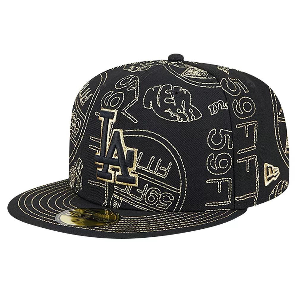 Men's New Era Black Los Angeles Dodgers 59FIFTY Day Allover Fitted Hat, Size: 7 3/4 Product Image