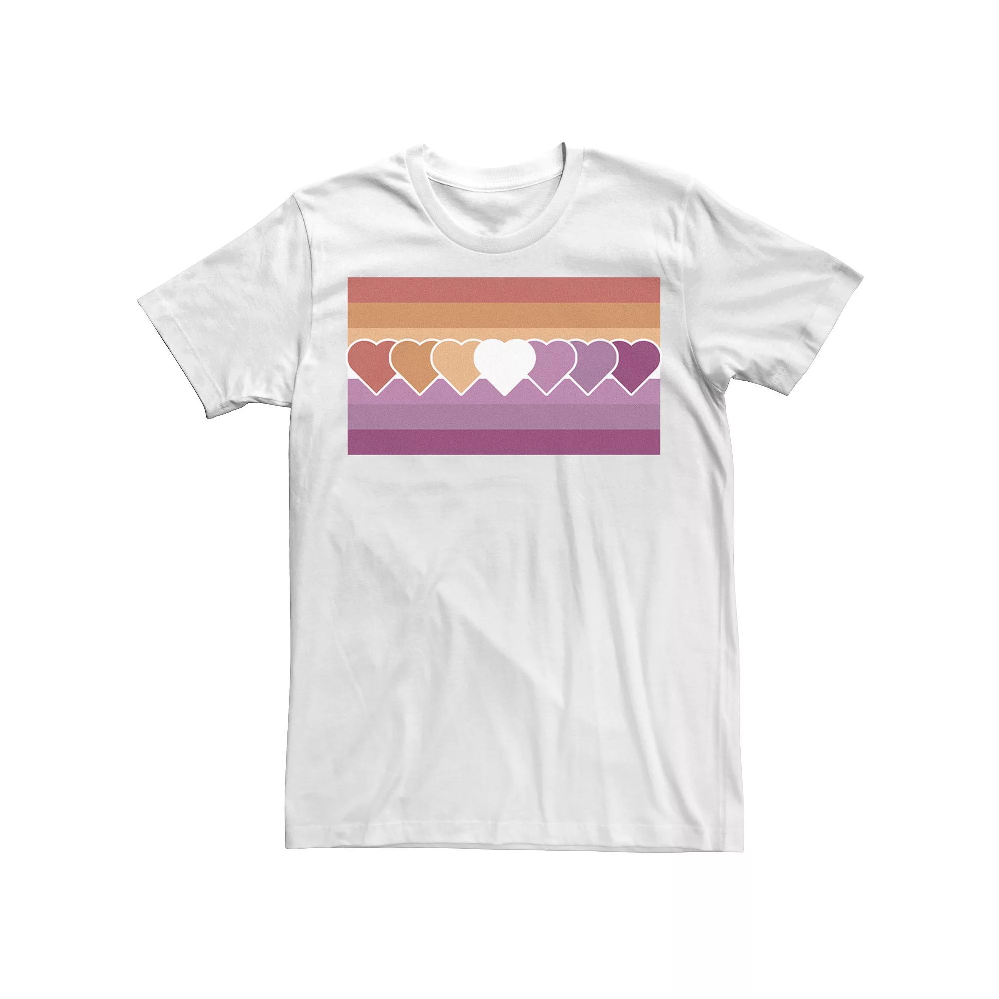 Men's Pride Hearts and Flag Tee, Size: XL, White Product Image