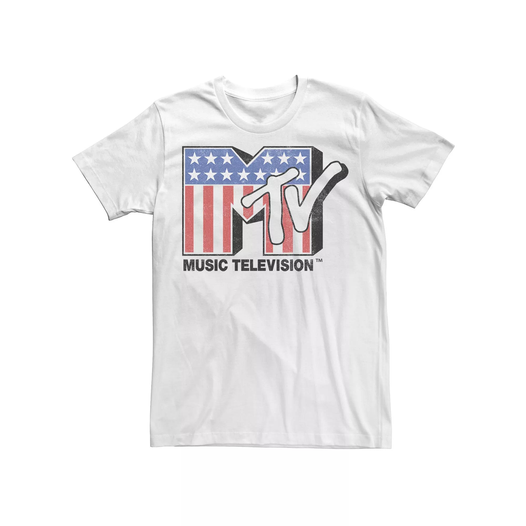Men's MTV Music Television Vertical Patriotic Stripes Graphic Tee,  Product Image
