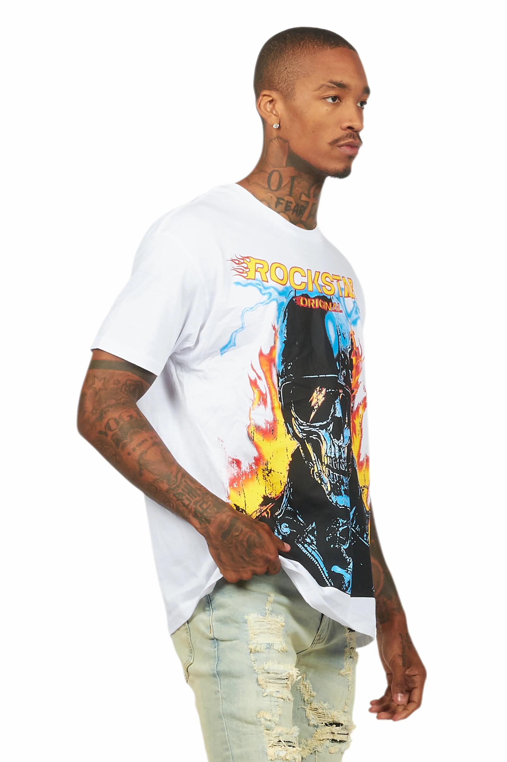 Balius White Oversized Graphic T-Shirt Male Product Image