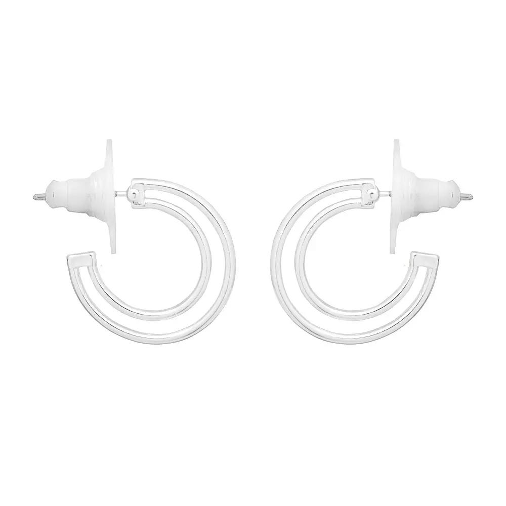 LC Lauren Conrad Silver Tone Openwork Hoop Earrings, Women's, None Product Image