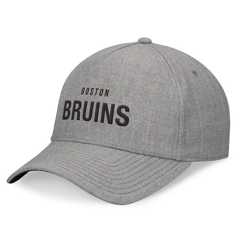 Mens Fanatics Heather Gray Boston Bruins Elements A-Frame Leather Strapback Hat Product Image