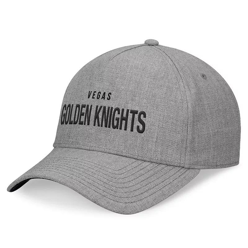 Men's Fanatics Signature Heather Gray Vegas Golden Knights Elements A-Frame Leather Strapback Hat, Lvk Grey Product Image