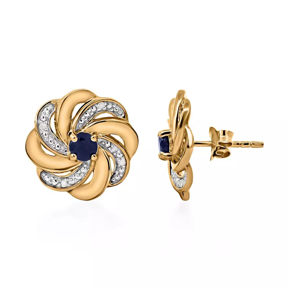 14k Gold over Sterling Silver Stone & Diamond Accent Earrings, Women's, Red Product Image