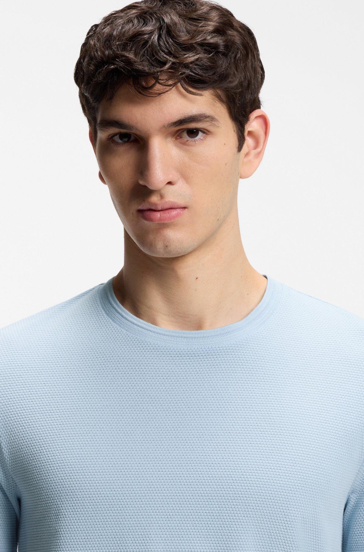 Bubble-jacquard structure T-shirt in a cotton blend Product Image