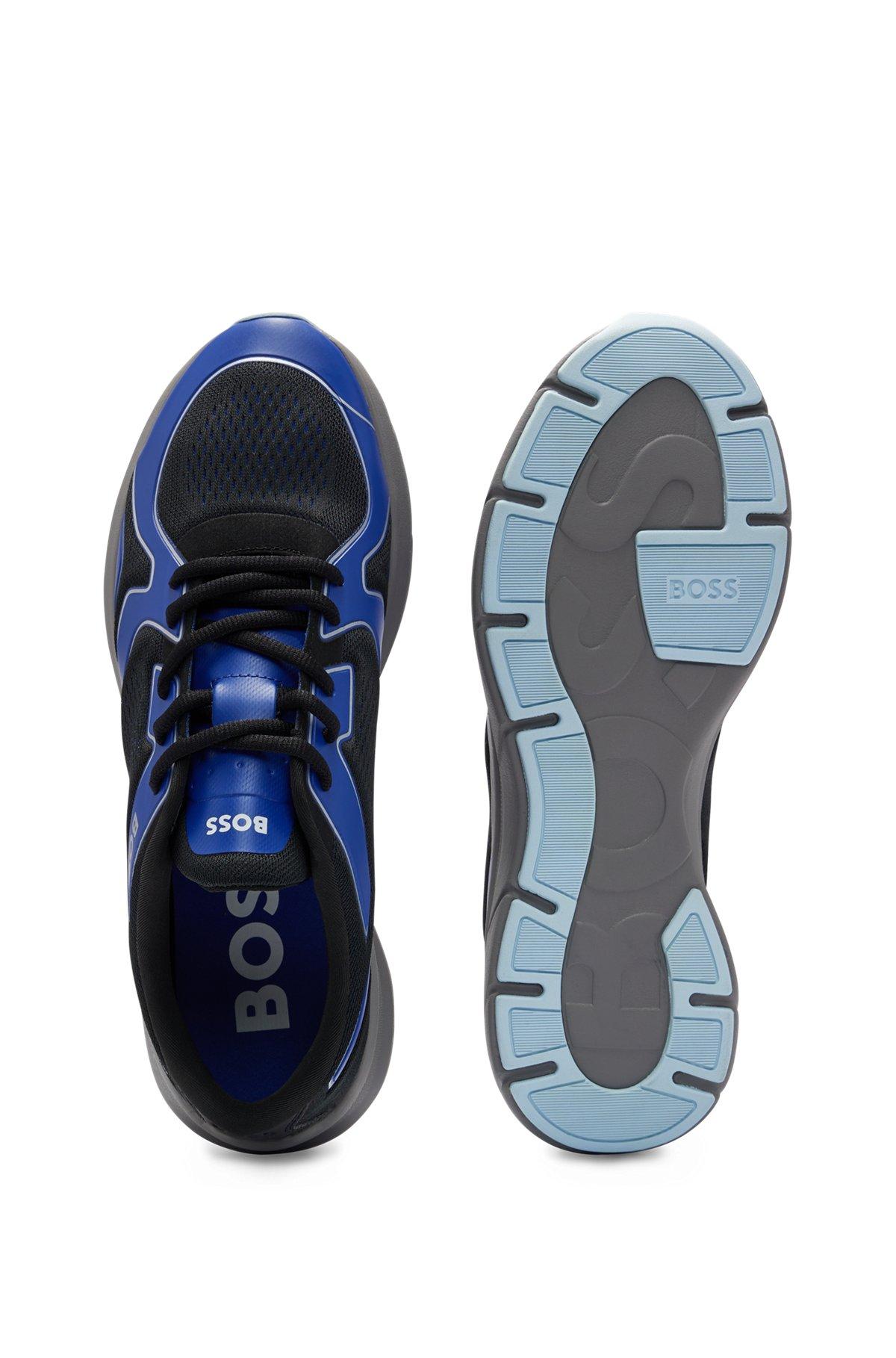 BOSS - Mixed-material trainers with rubberized faux leather - Light Blue Product Image