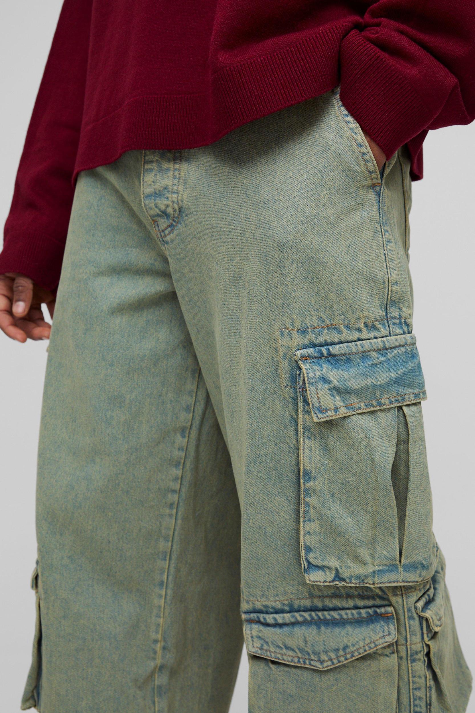 Tall Multi Pocket Baggy Cargo Jeans | boohooMAN USA Product Image
