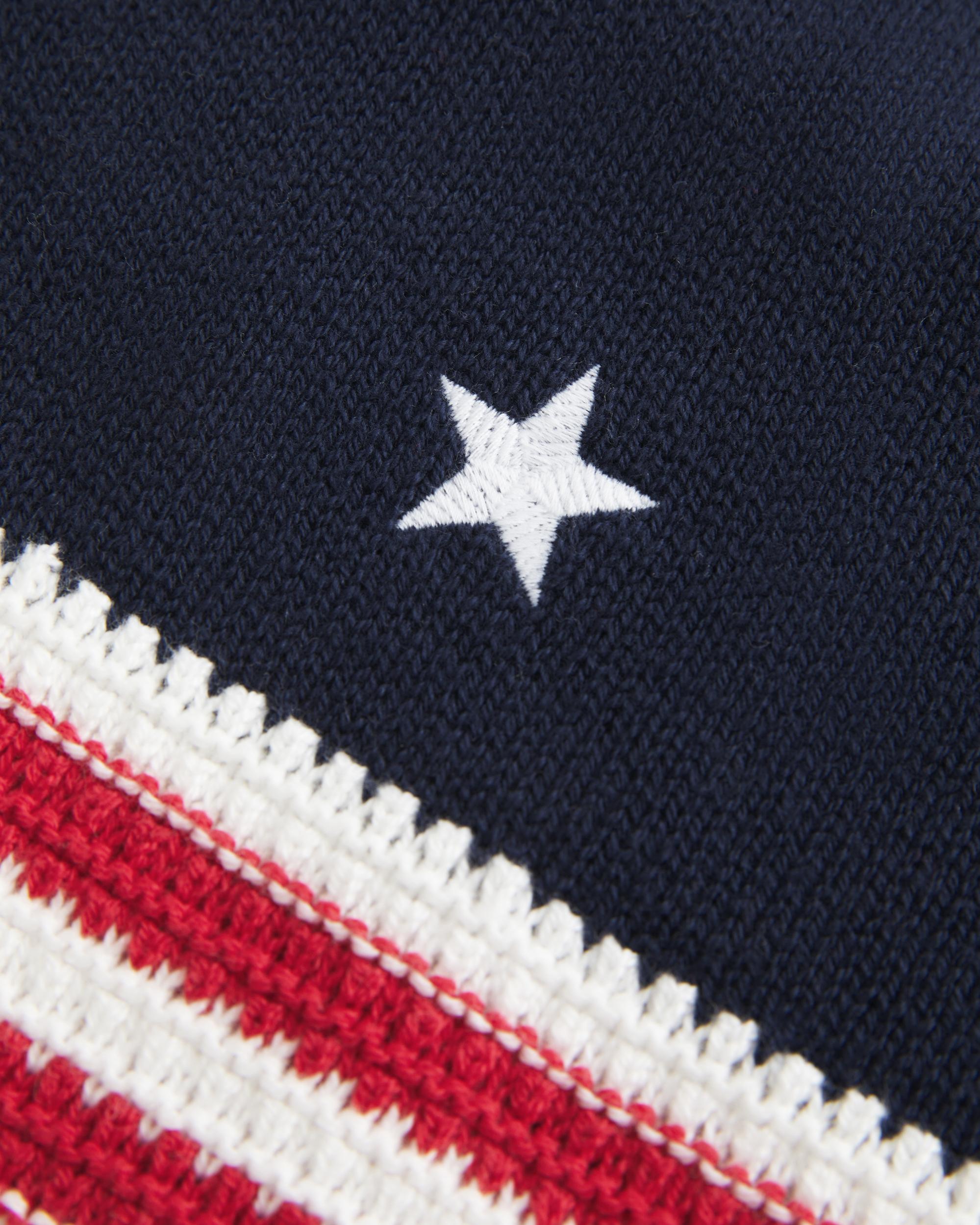 American Flag Pattern Crochet-Style Halter Top Product Image