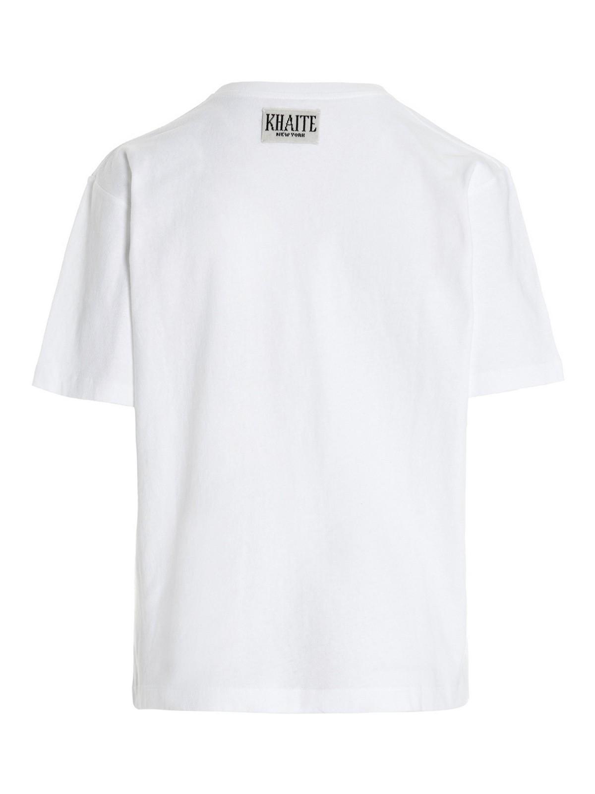 KHAITE Womens White Mae Brand-patch Cotton-jersey T-shirt In Cream Product Image