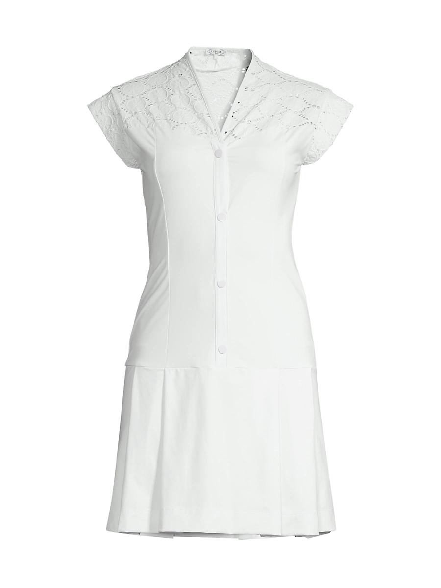 Womens Lace Yoke Cap-Sleeve Minidress Product Image