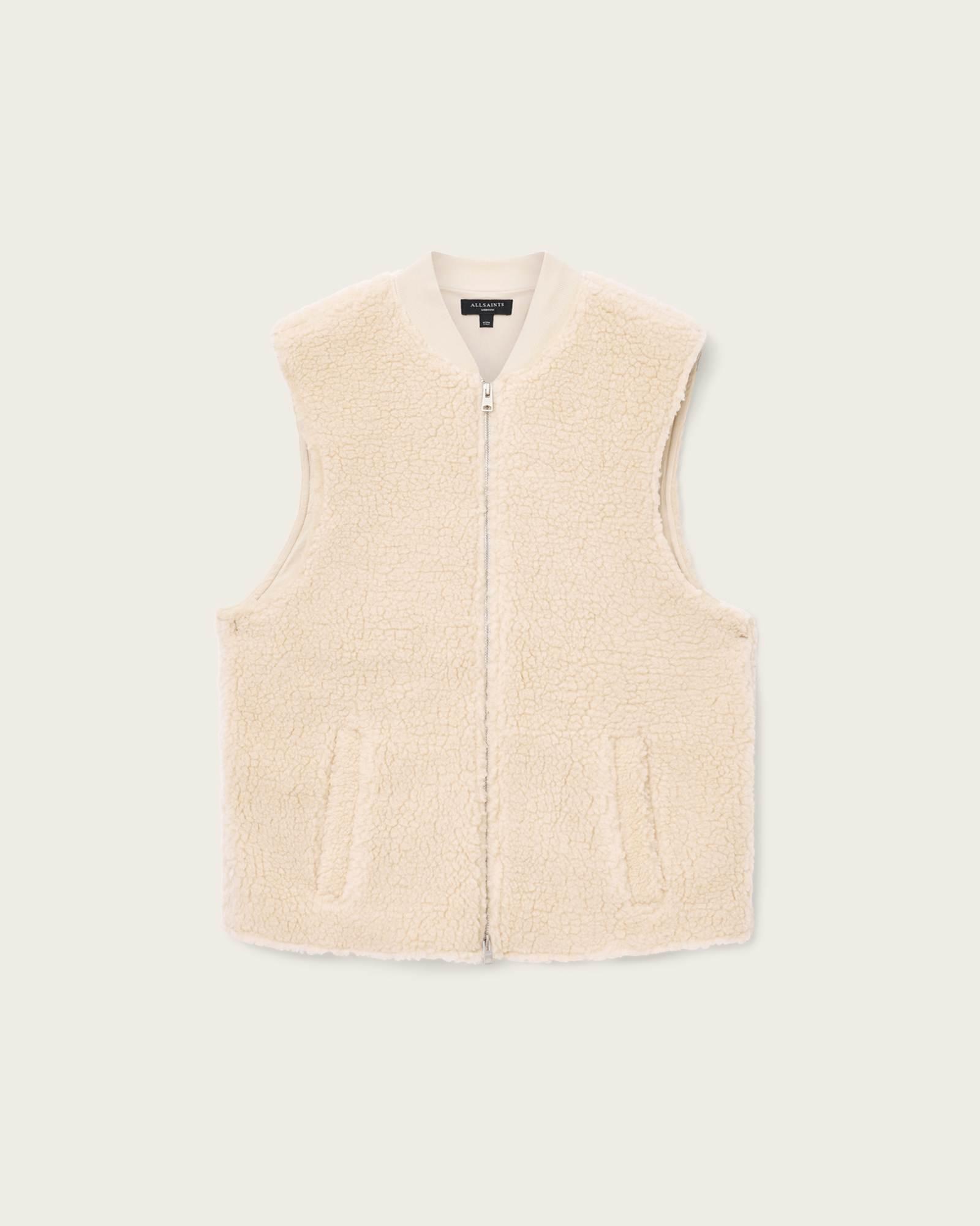 Otis Sherpa Boxy Vest BONE WHITE | ALLSAINTS US Product Image
