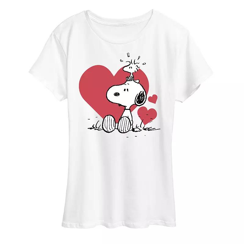 Women's Peanuts Snoopy & Woodstock Hearts Graphic Tee,  Product Image