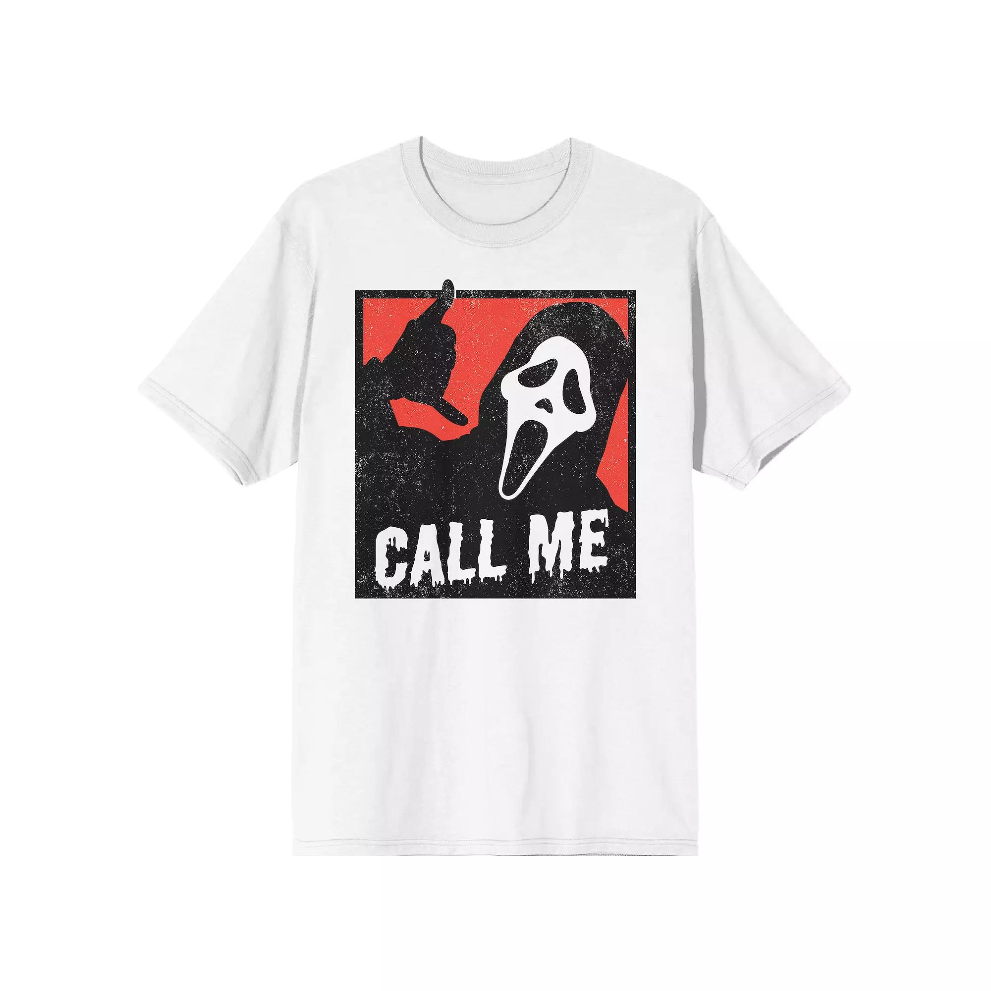 Men's Ghostface Call Me Crew Neck Tee, Size: XXL, White Product Image