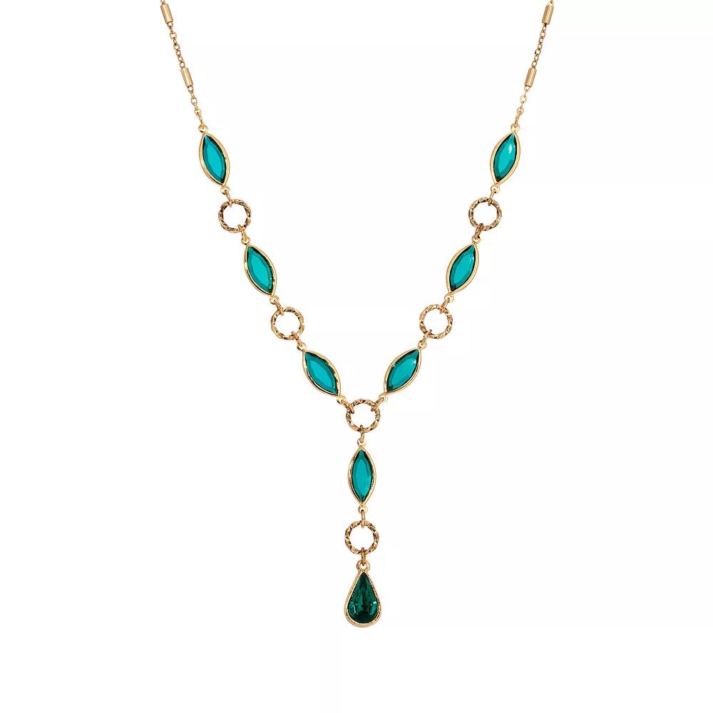 1928 Gold Tone Green Stone Crystal Y-Necklace, Womens Product Image
