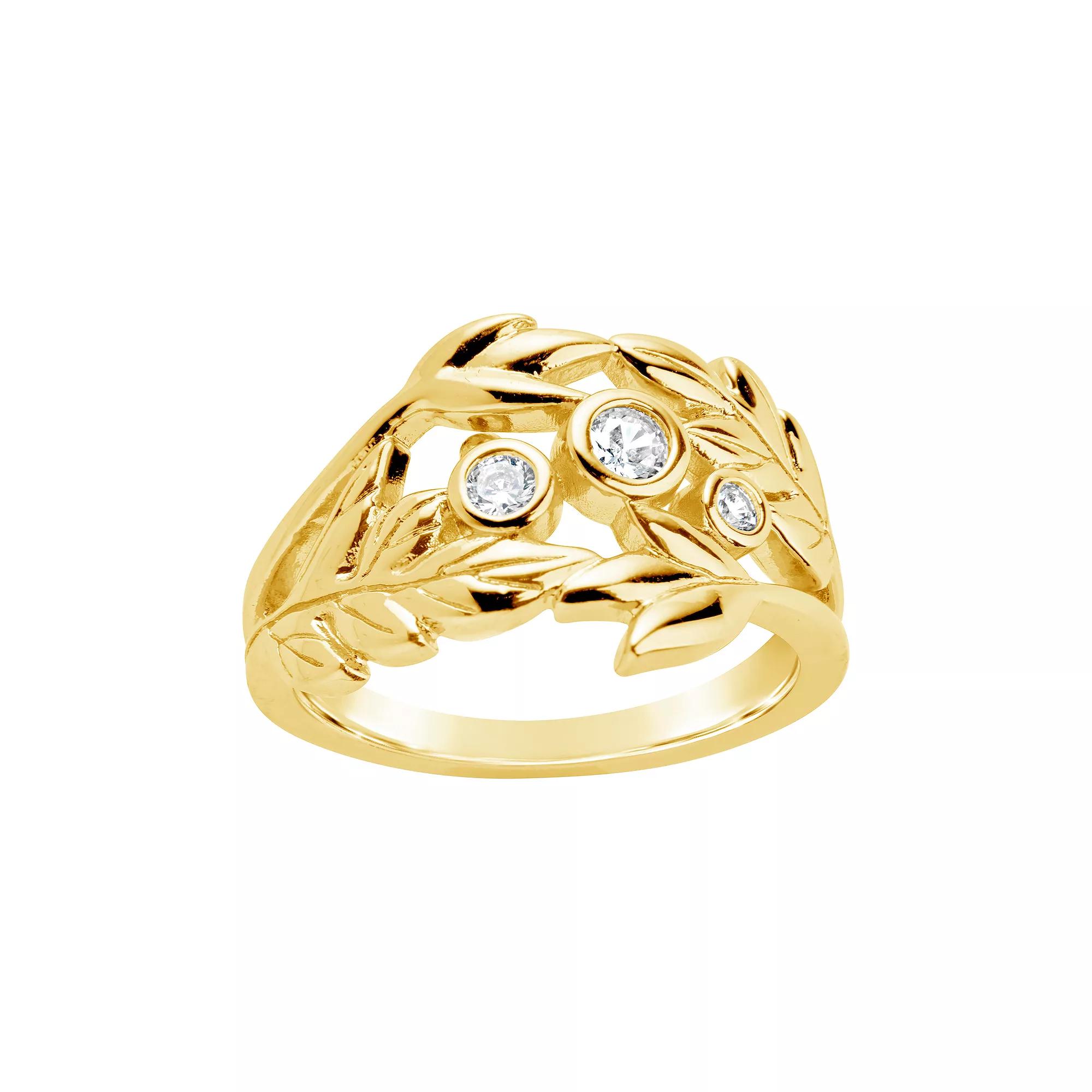 MC Collective Cubic Zirconia Leaf Ring, Women's, Size: 8, Gold Tone Product Image