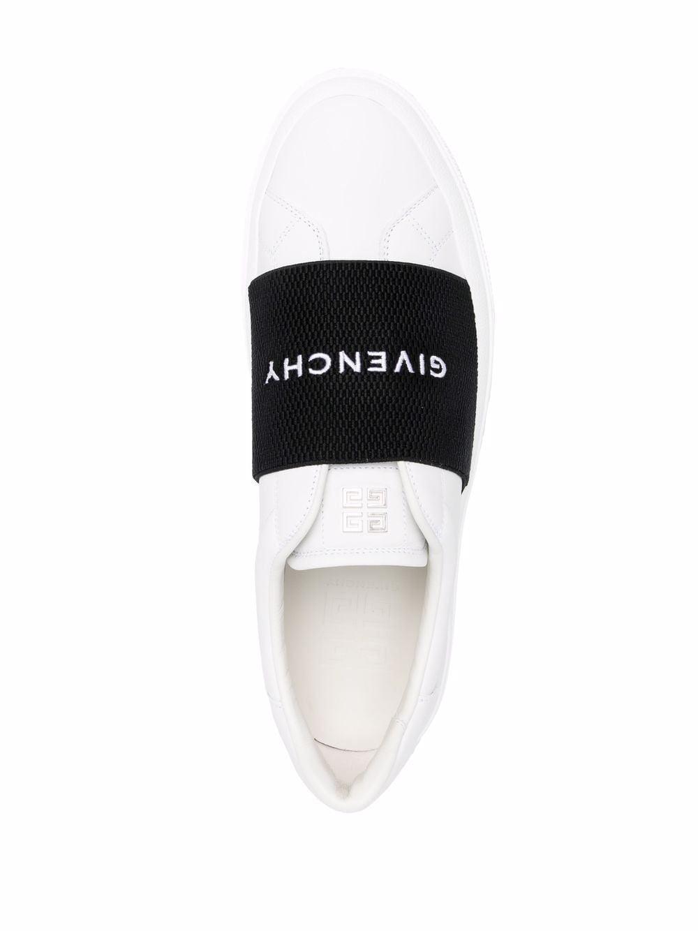 GIVENCHY Logo-embroidered Slip-on Leather Sneakers In White Black Product Image