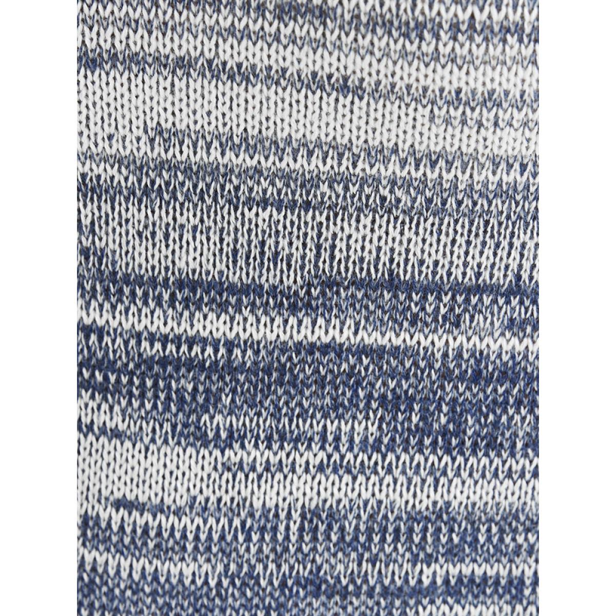 Plus Size Ombre Contrast Mixed Yarn Knit Split Hem Knit Top Indigo Women Casual Loose Long Sleeve Dailywear Pullovers BloomChic 12/L Product Image