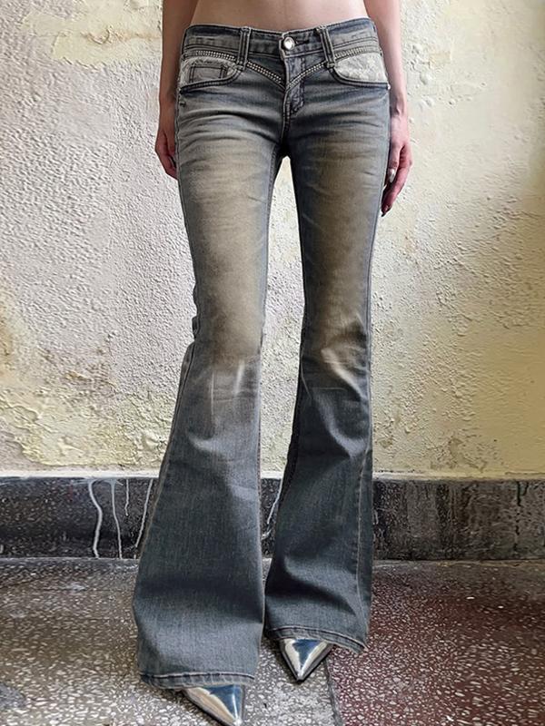 Vintage Niche Lace Flare Jeans Product Image