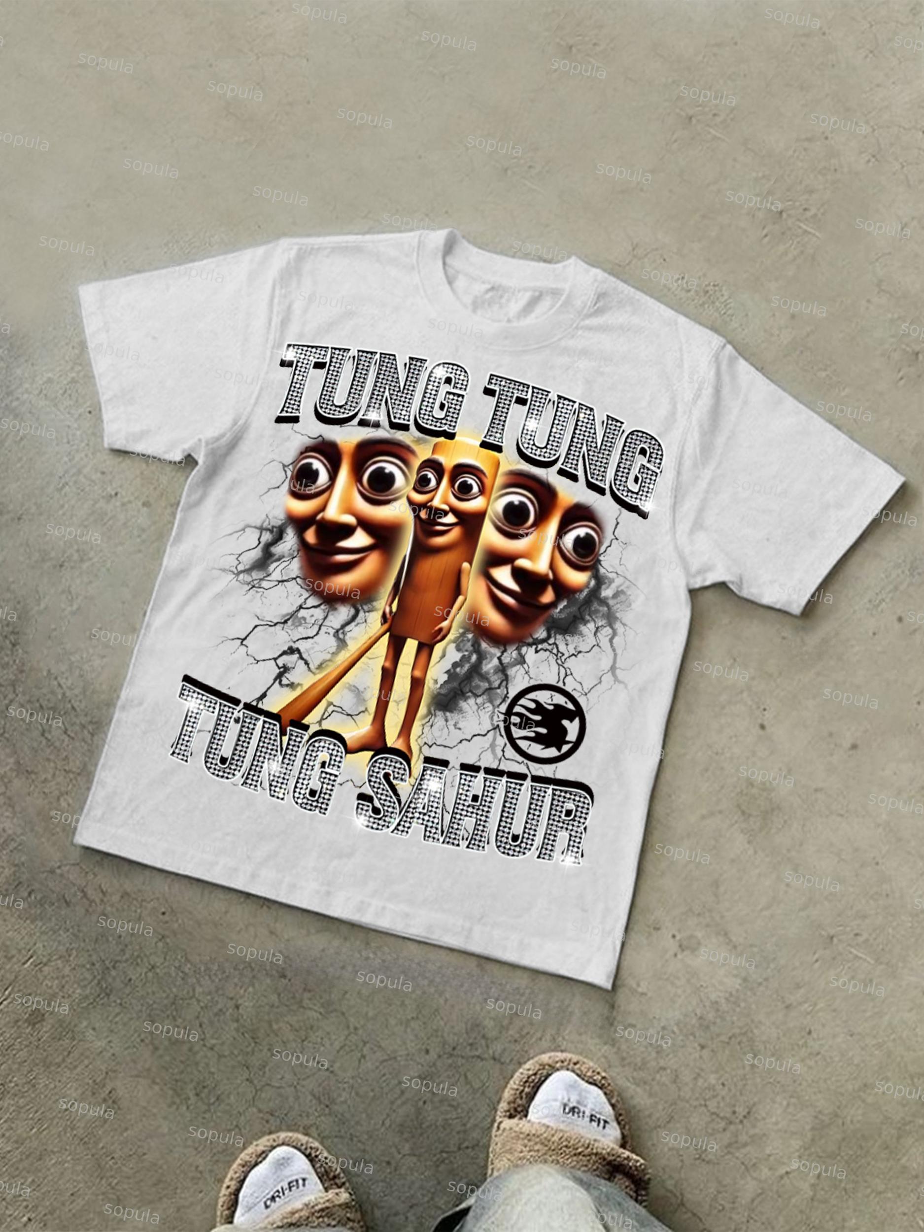 Tung Tung Tung Sahur Vintage Graphic Cotton T-shirt Product Image