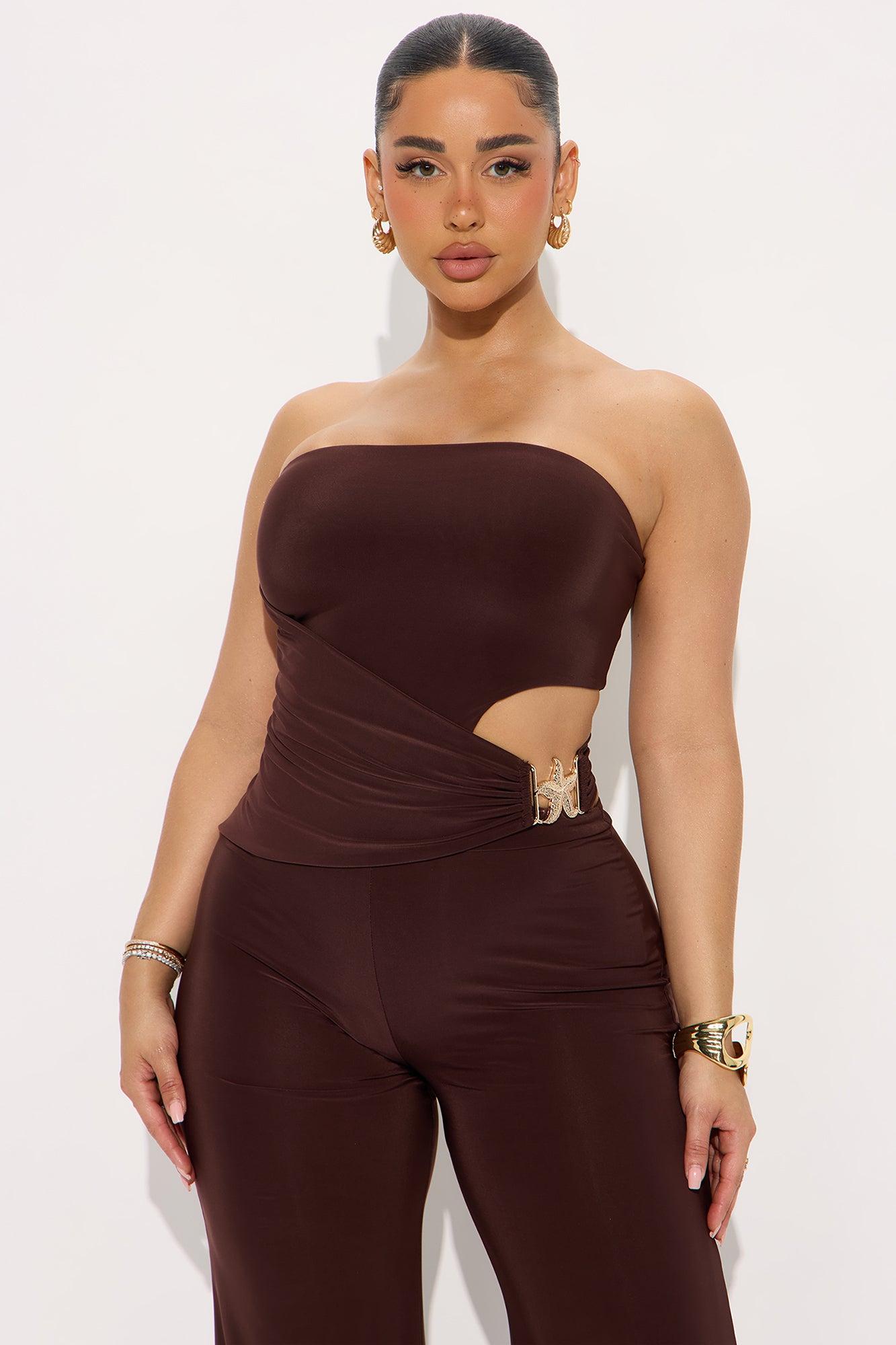 Golden Hours Jumpsuit - Chocolate Product Image