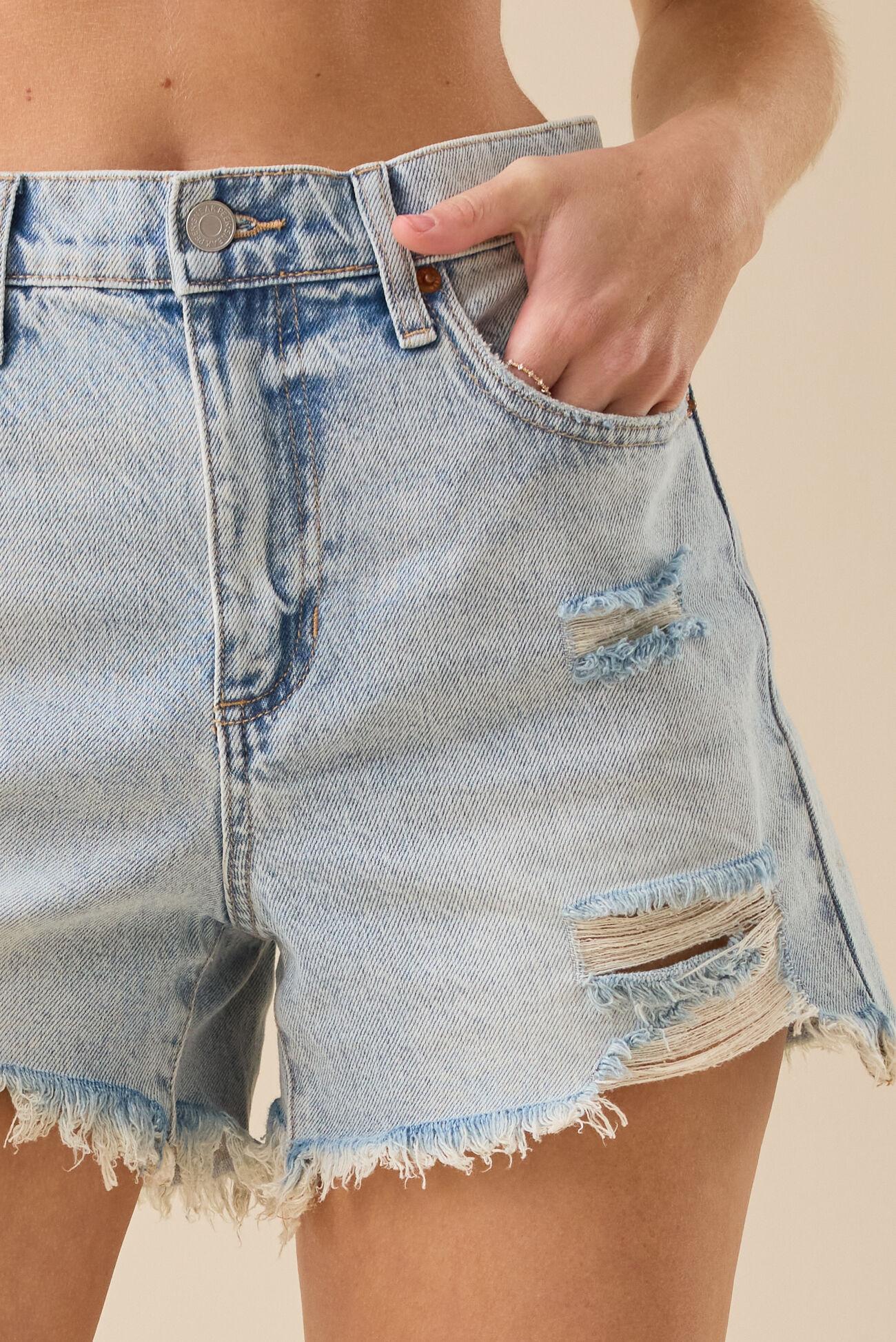 Paisley High Rise Denim Shorts Product Image