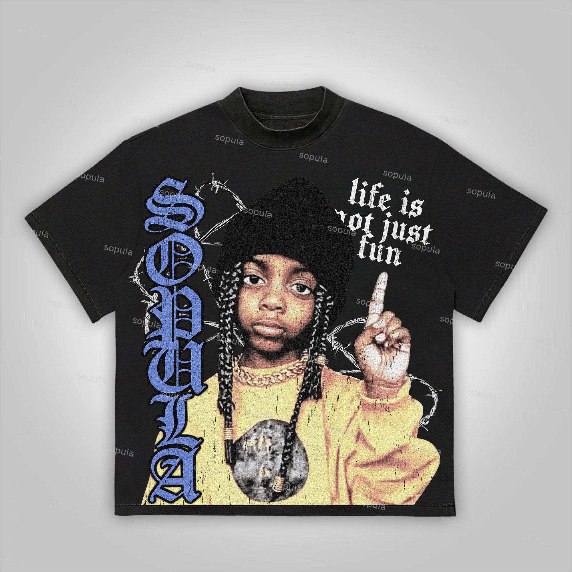 Sopula Life Is Not Just Fun.vintage Portrait Graphics Cotton T-Shirt Product Image
