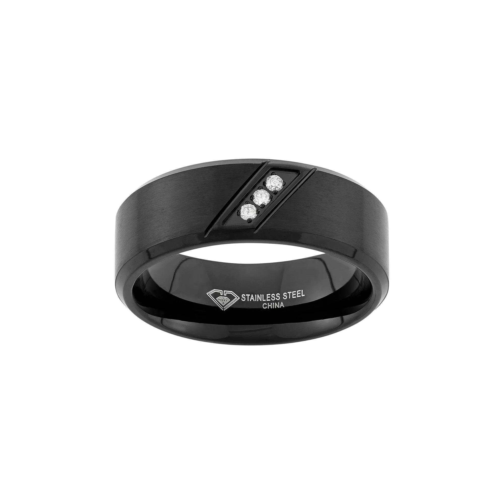 Steel Nation Diamond Accent Black Ion-Plated Stainless Steel Wedding Band - Men, Men's,  Product Image