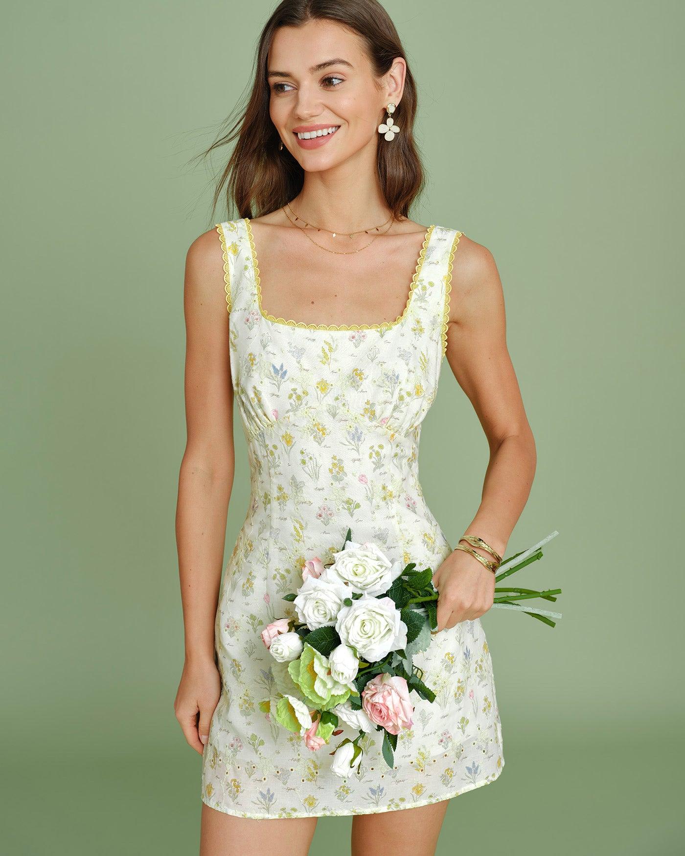 Apricot Floral Textured Slip Mini Dress Product Image