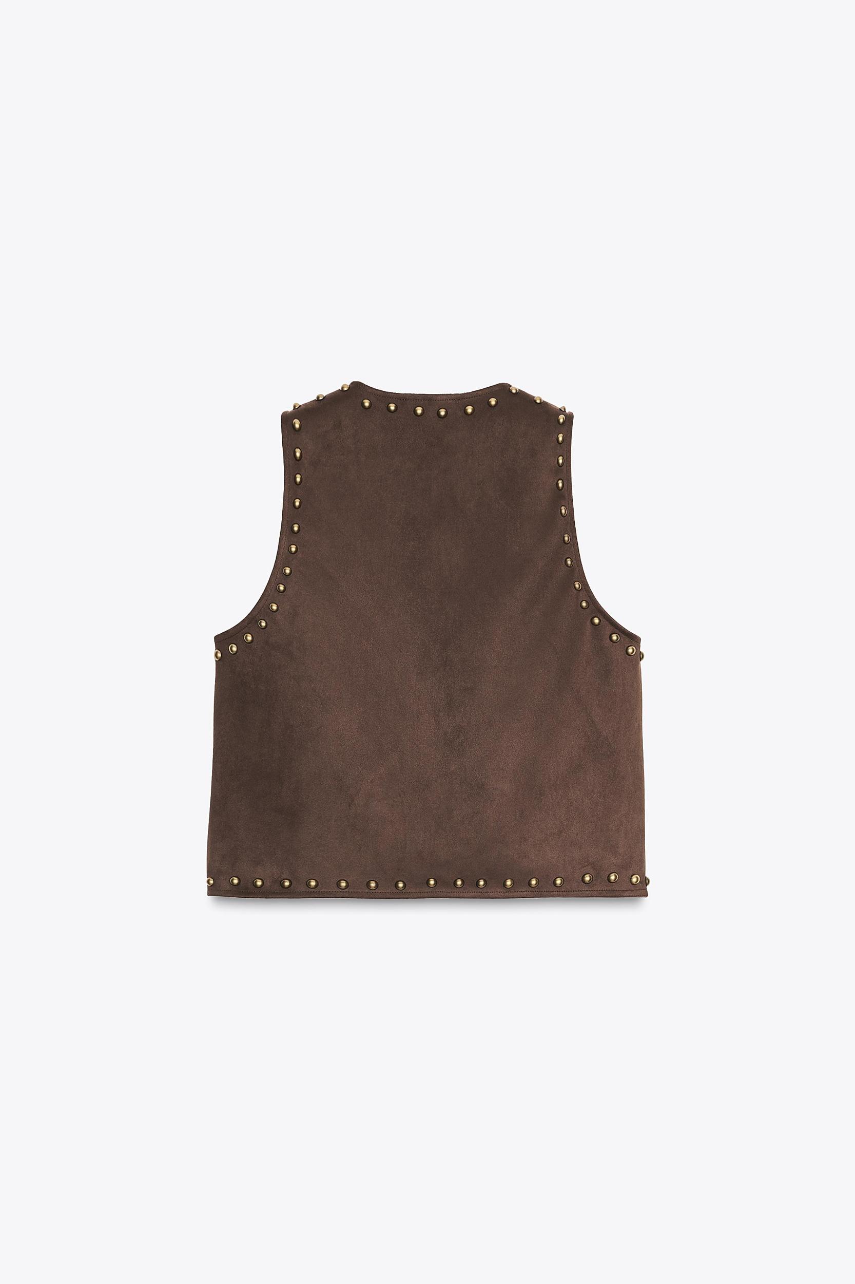 STUDDED FAUX SUEDE VEST Product Image