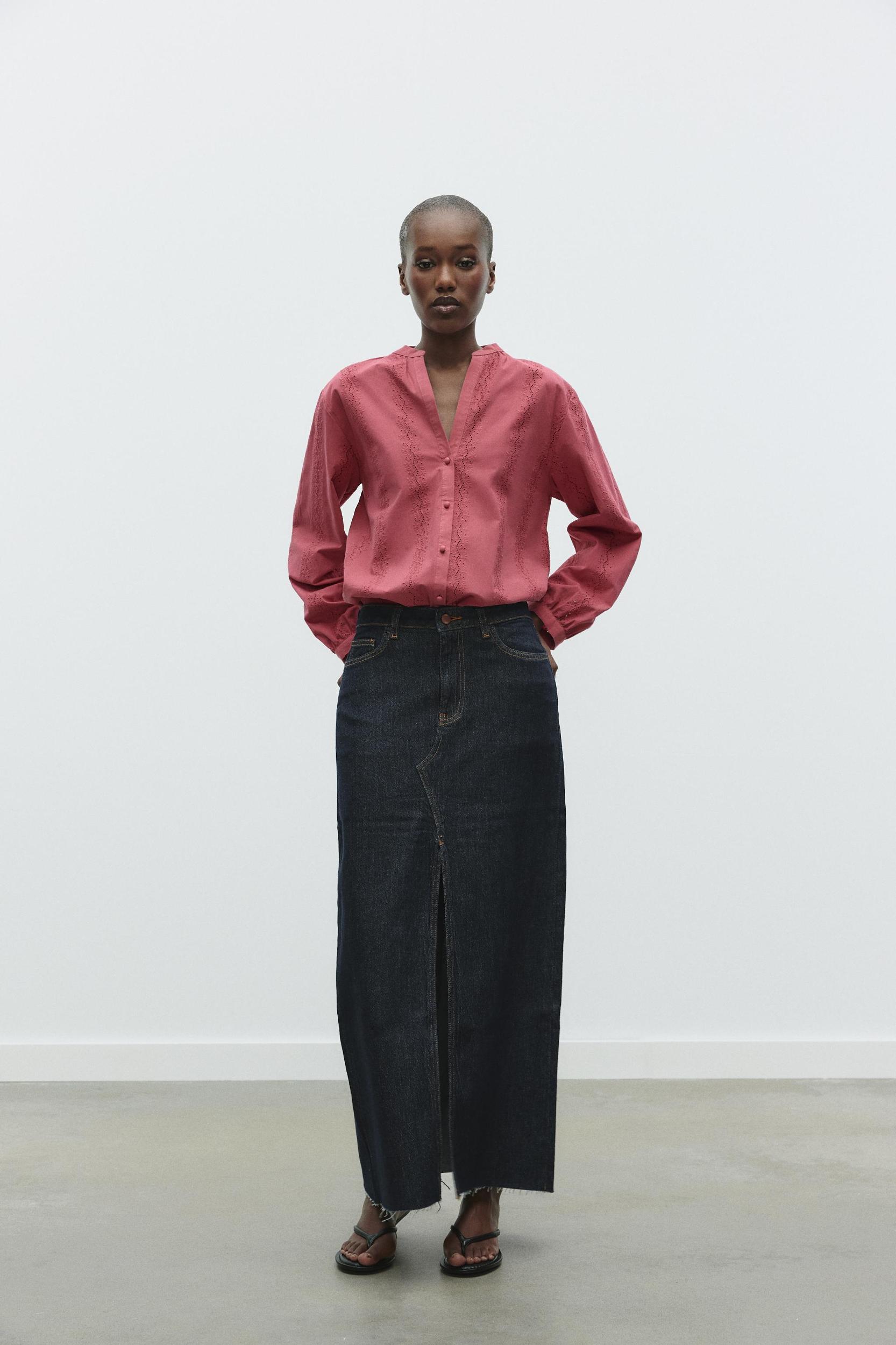 EMBROIDERED EYELET BLOUSE Product Image