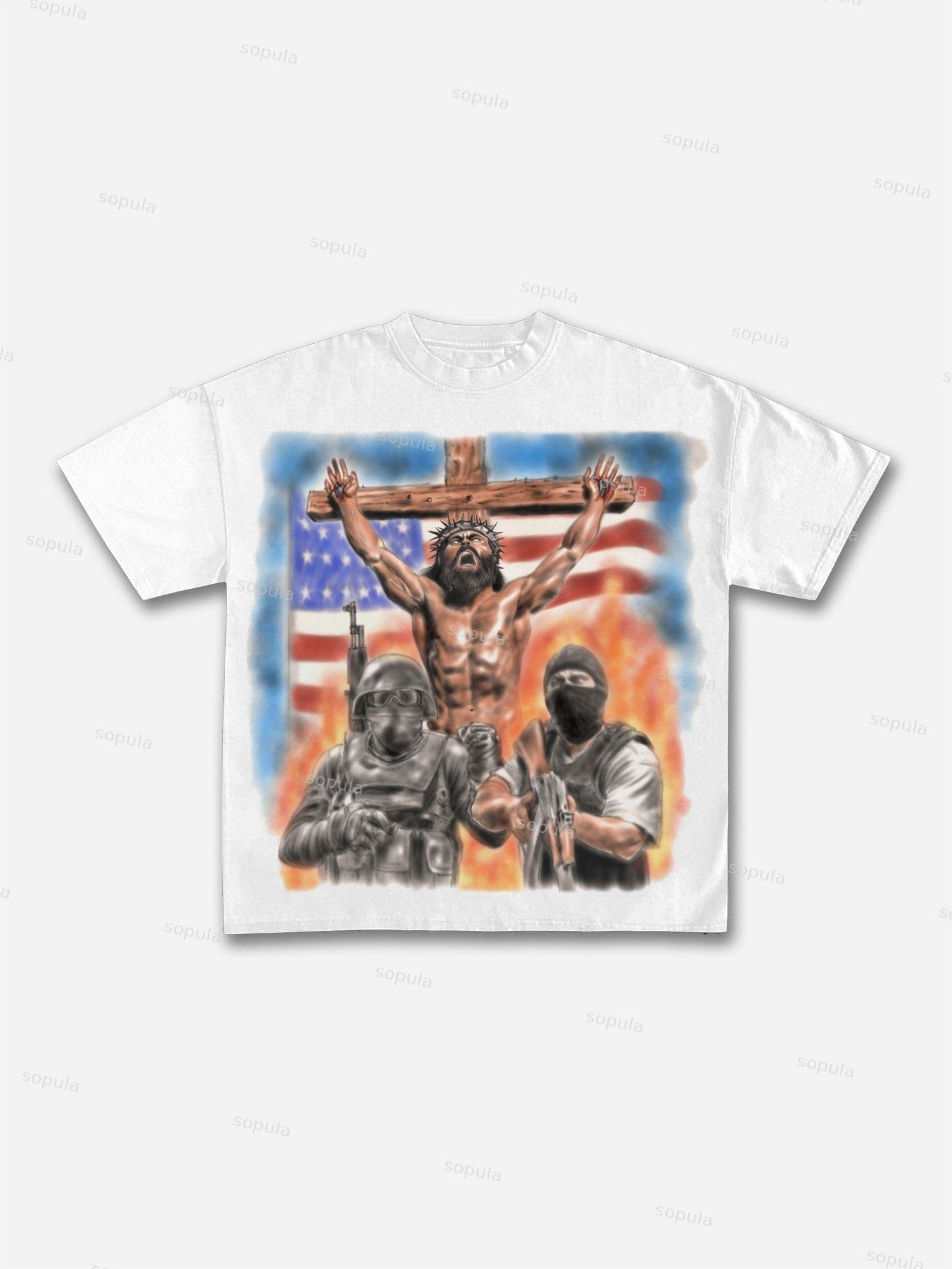 Hyperrealistic Airbrush Graphic Print Cotton T-shirt Product Image