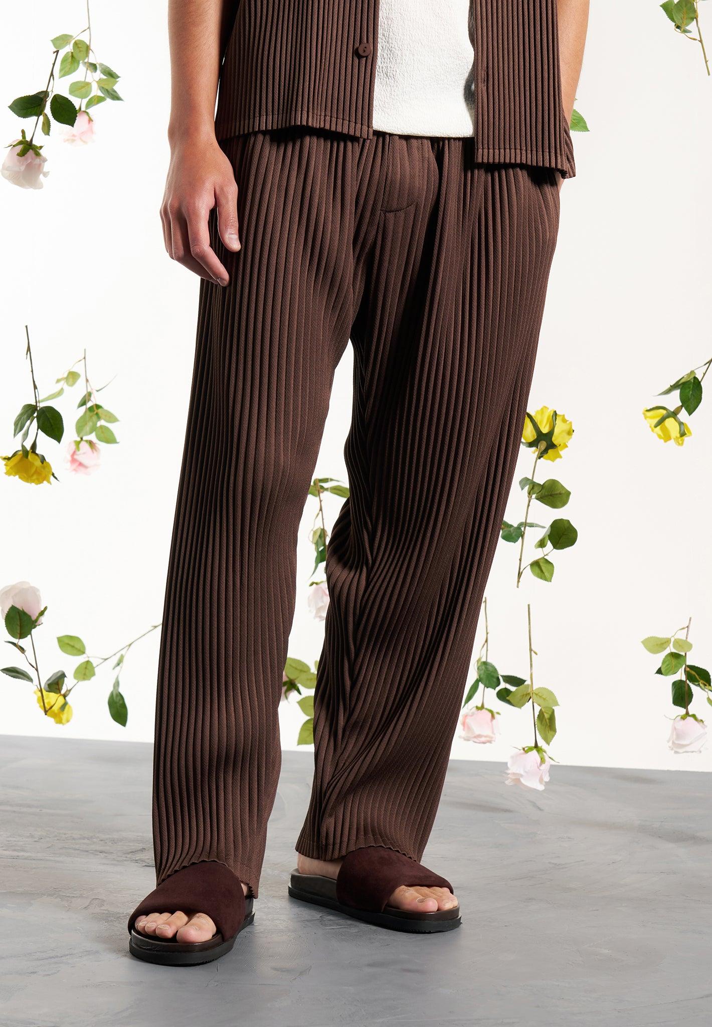 Jonas - Pleated Trousers - Brown Male Product Image
