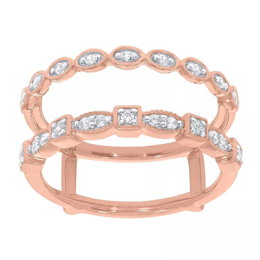 Sterling Silver 1/5 Carat T.W. Diamond Enhancer Ring, Women's, Size: 7, Pink Tone Product Image