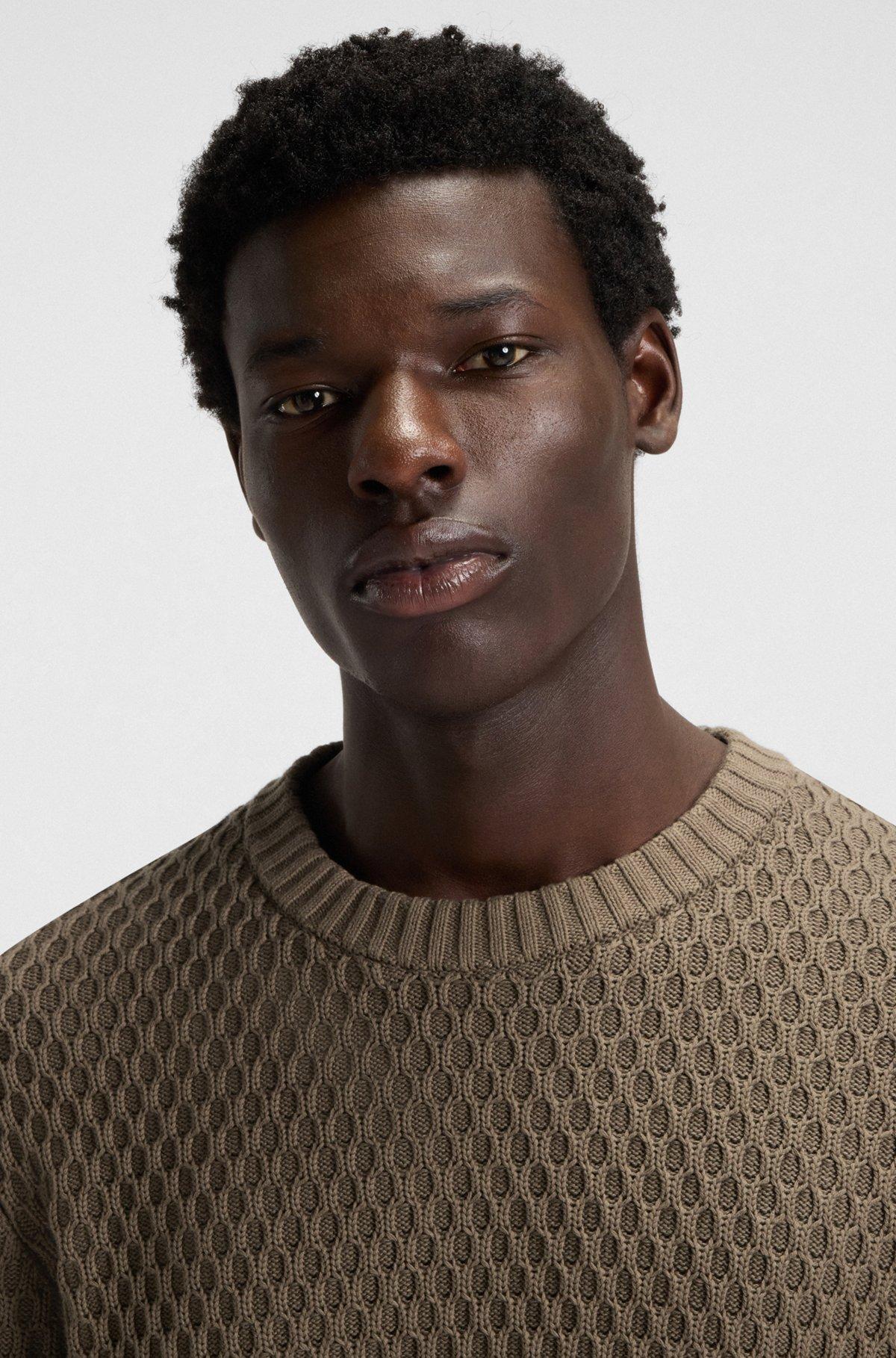 Cotton sweater with 3D knit structure Product Image