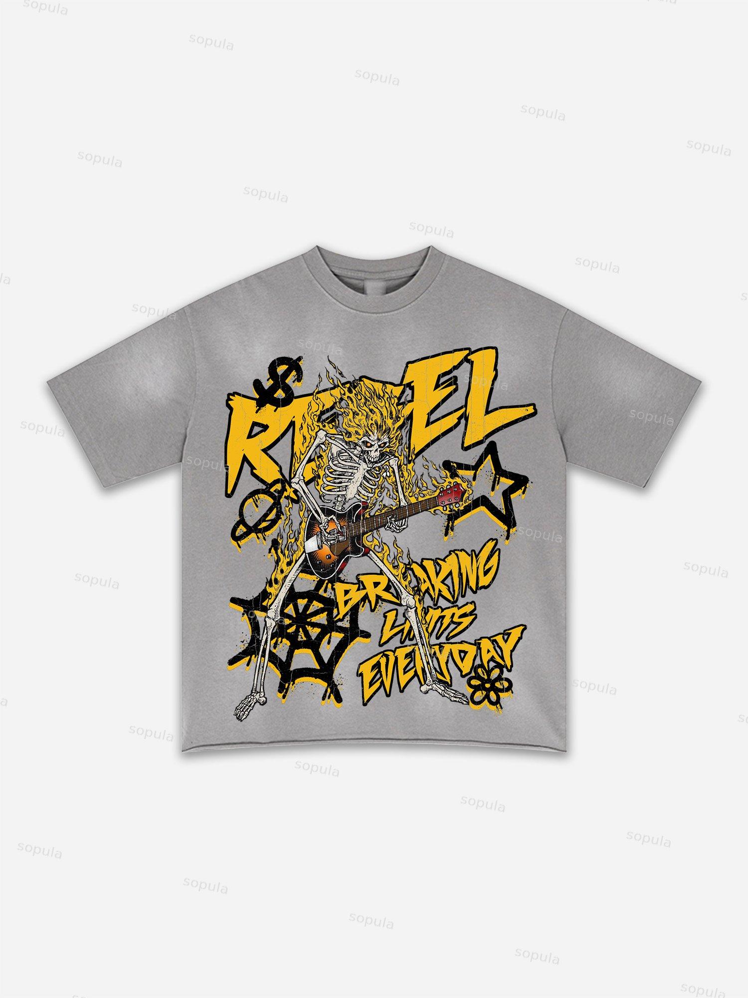 Authentic Abstract Portrait Print Washed T-shirt Product Image