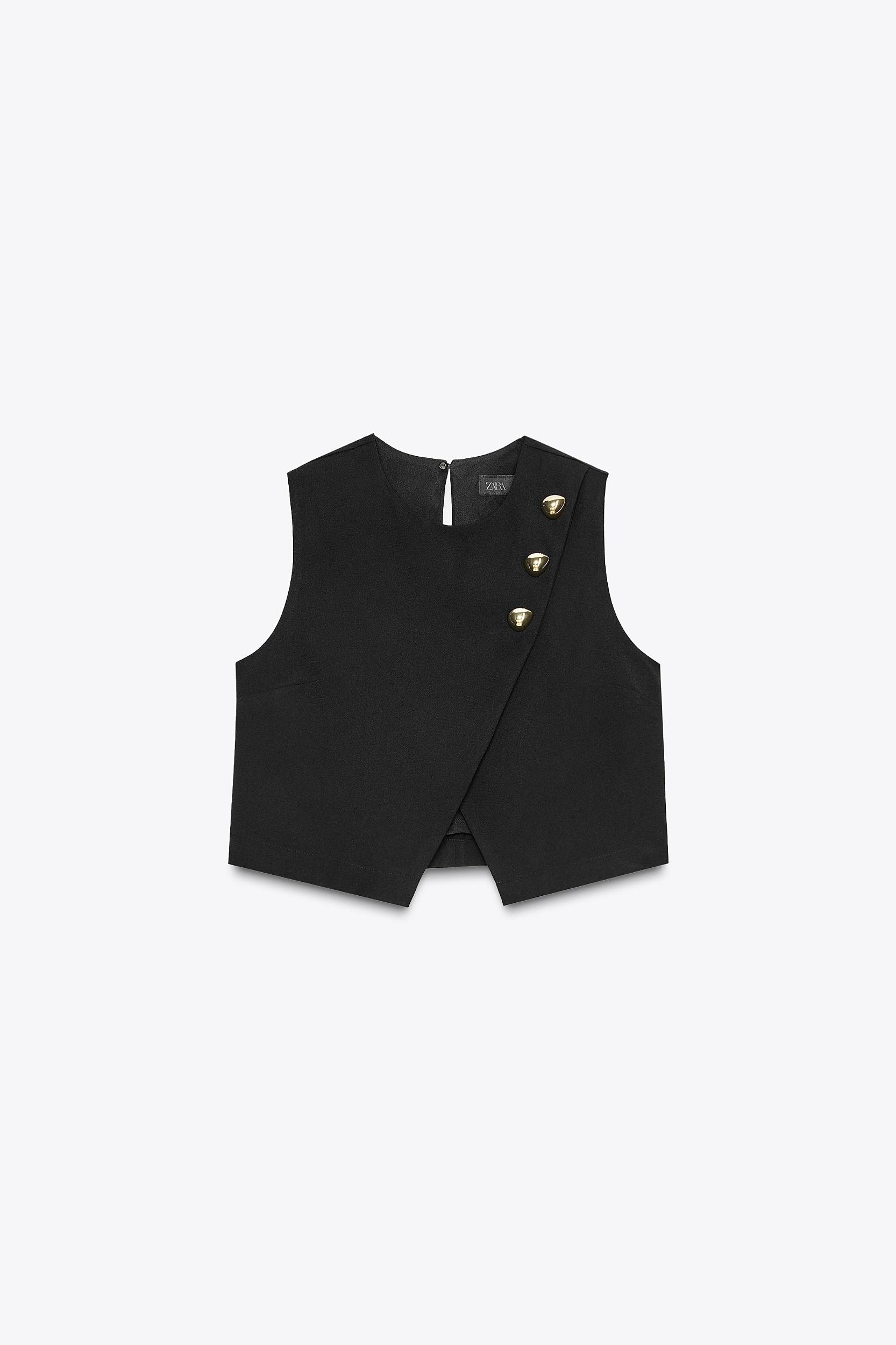 GOLD BUTTON WRAP TOP Product Image
