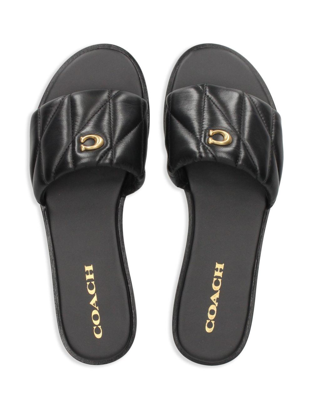 logo-plaque leather slides Product Image