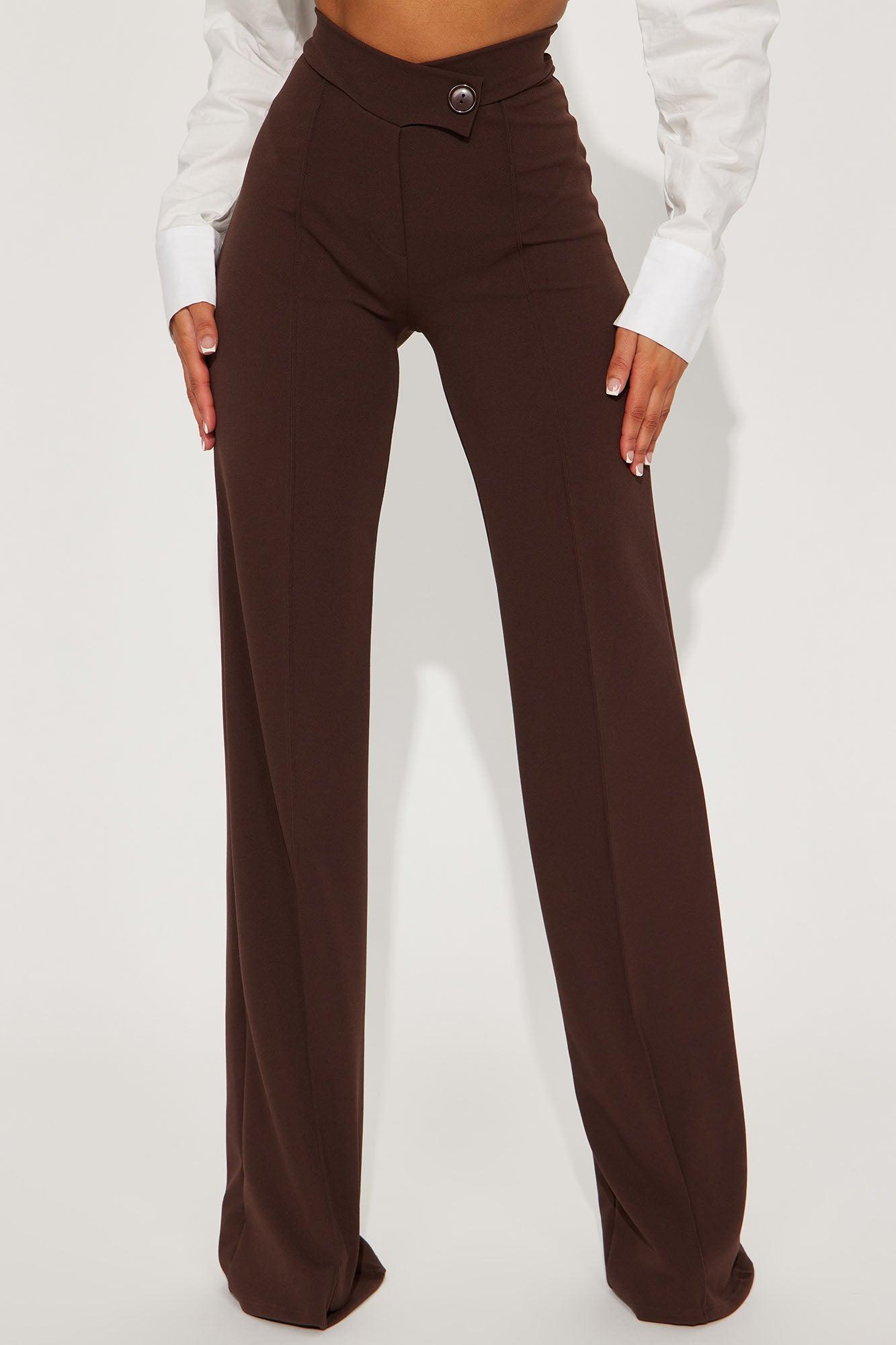 Tall Call It Even Wide Leg Dress Pants - Chocolate Product Image