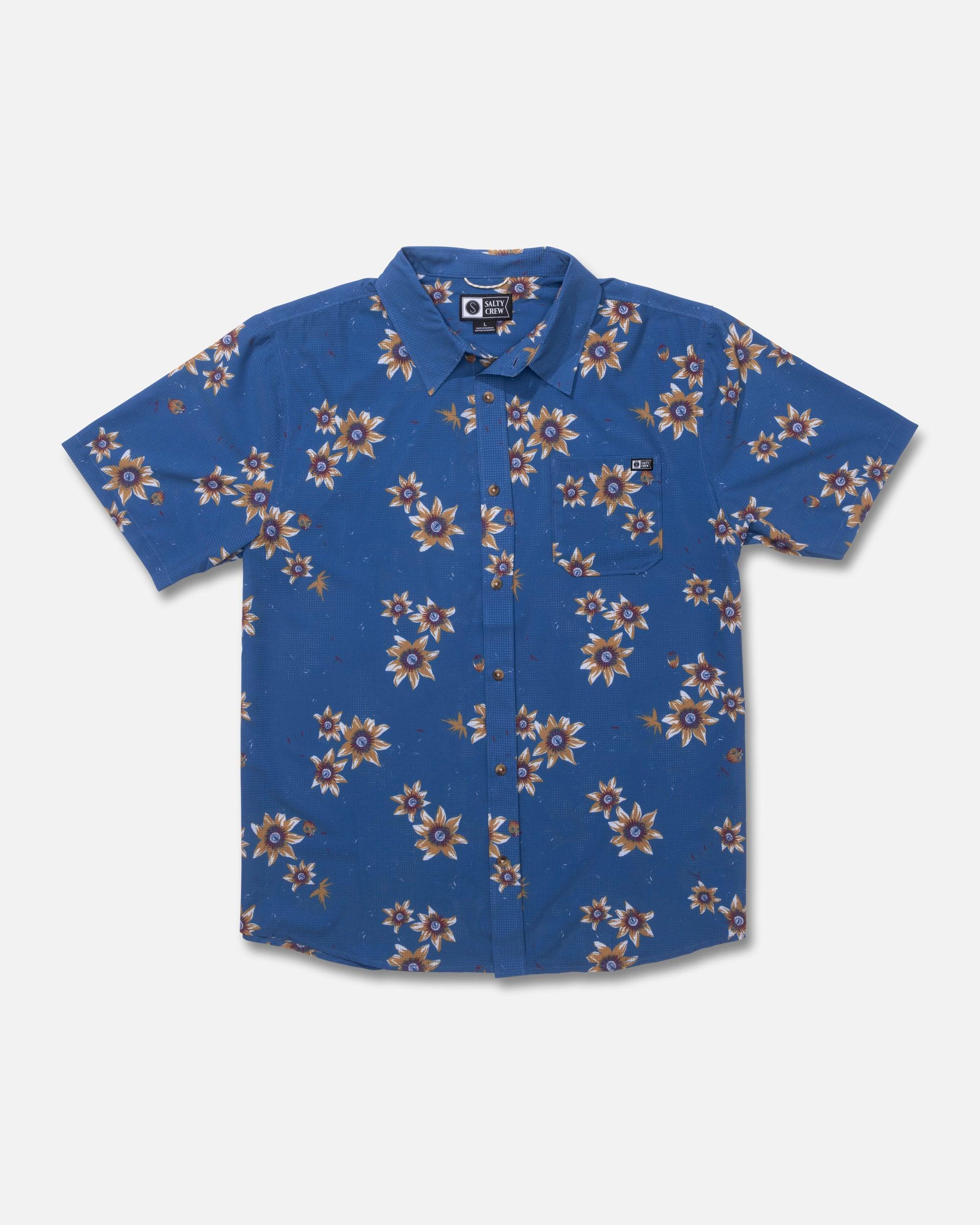 Breezer Perforated Button Up - True Navy Male Product Image