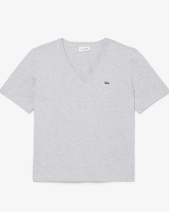Relaxed Fit Soft Cotton V Neck T-shirt Product Image