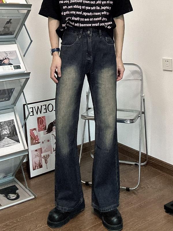 Men's Vintage Distressed Flared Loose Jeans Product Image