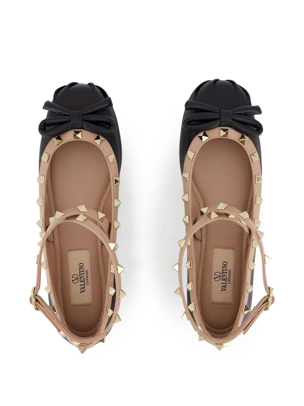 Rockstud leather ballerina shoes Product Image