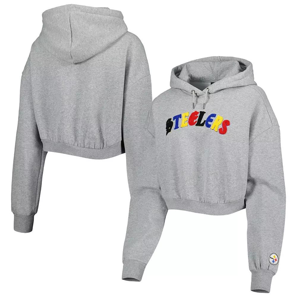Women's The Wild Collective Gray Pittsburgh Steelers Cropped Pullover Hoodie,  Product Image