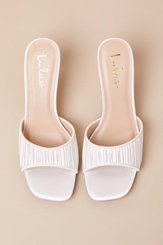 Rheta White Satin High Heel Slide Sandals Product Image