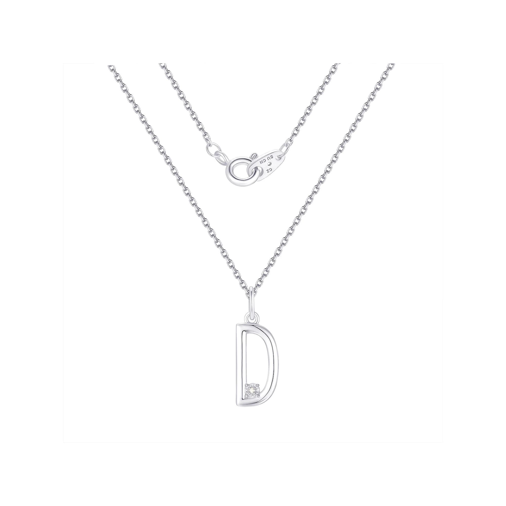 Forever Radiant Diamond Accent Initial Pendant Necklace, Women's, Size: 18", Silver Tone D Product Image