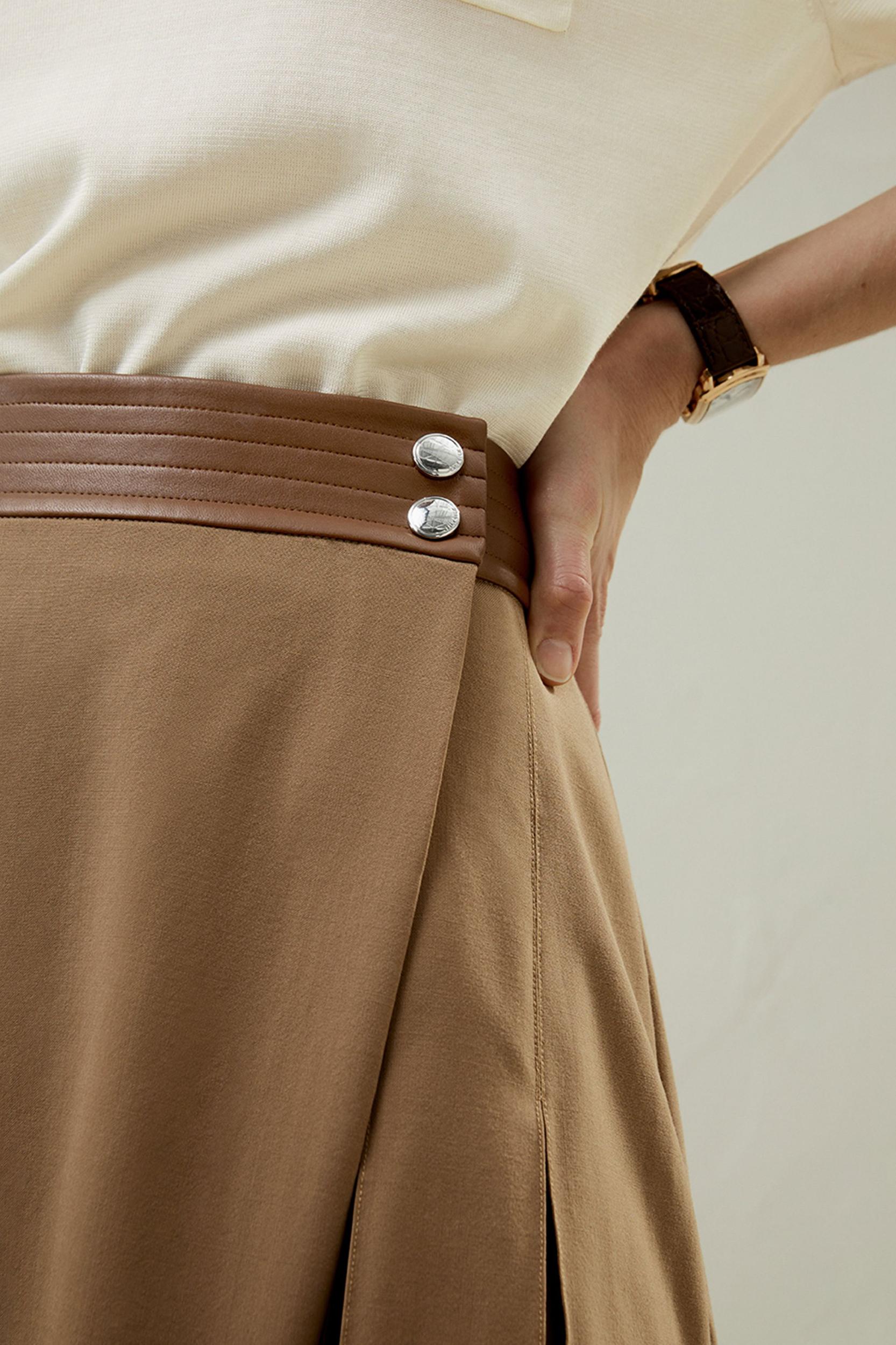 Merino Wool Wrap Midi Skirt Product Image