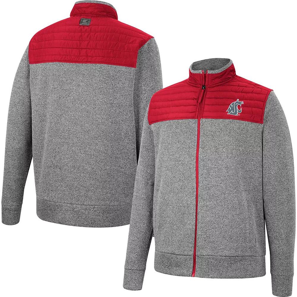 Men's Colosseum Charcoal/Crimson Washington State Cougars Putter Herringbone Full-Zip Jacket, Size: Medium, Wsc Charco Product Image