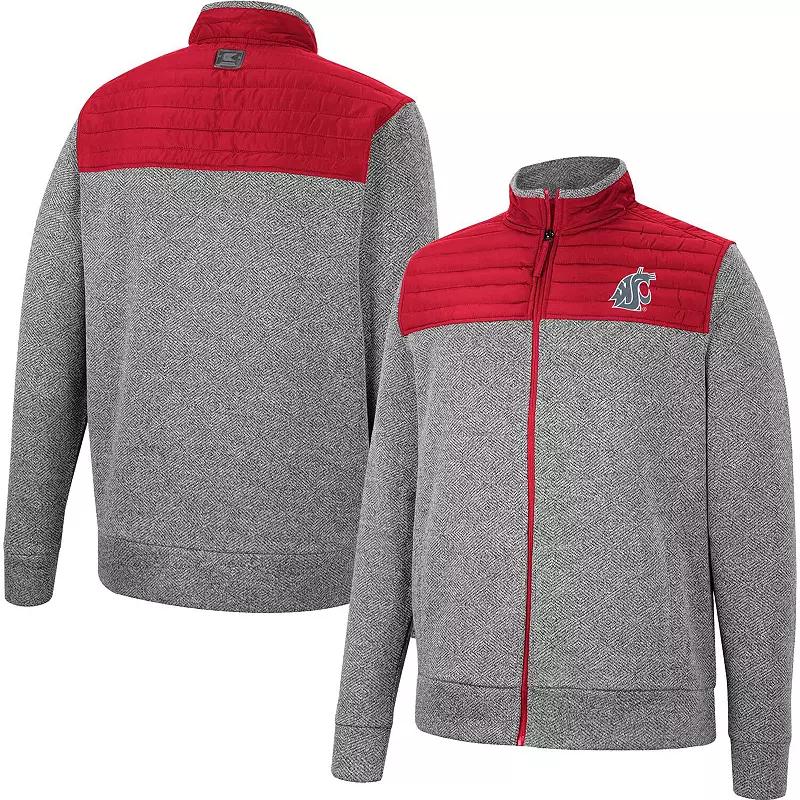 Men's Colosseum Charcoal/Crimson Washington State Cougars Putter Herringbone Full-Zip Jacket, Size: Medium, Wsc Charco Product Image