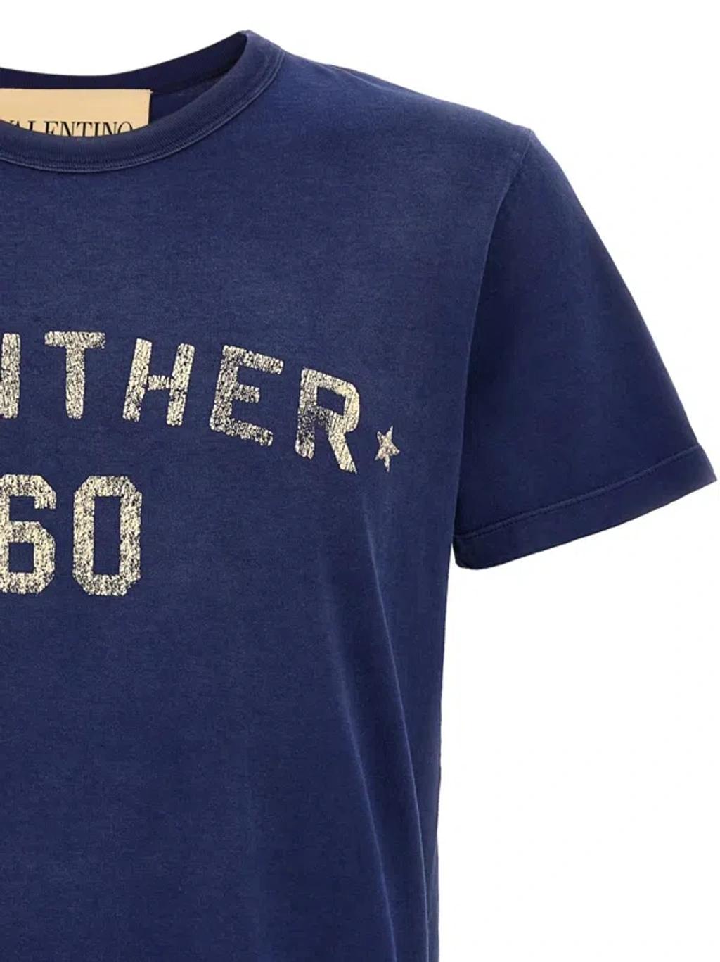 VALENTINO Garavani Navy Cotton T-shirt In Blue Product Image