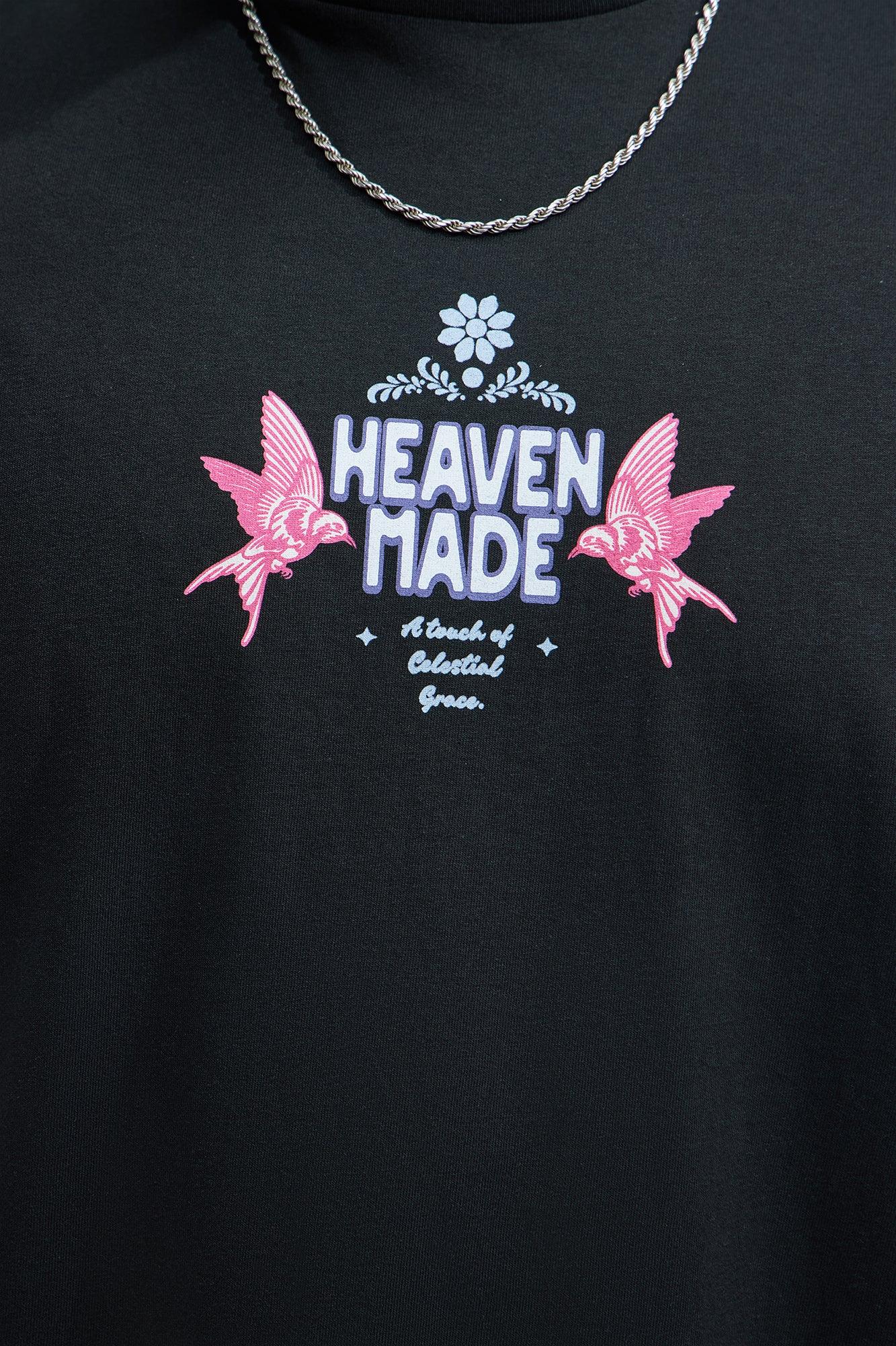Heaven Made It Short Sleeve Tee - Black Product Image